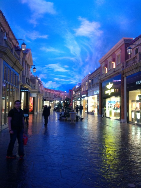 Blue, sunny skies on the inside of Caesar's Palace 