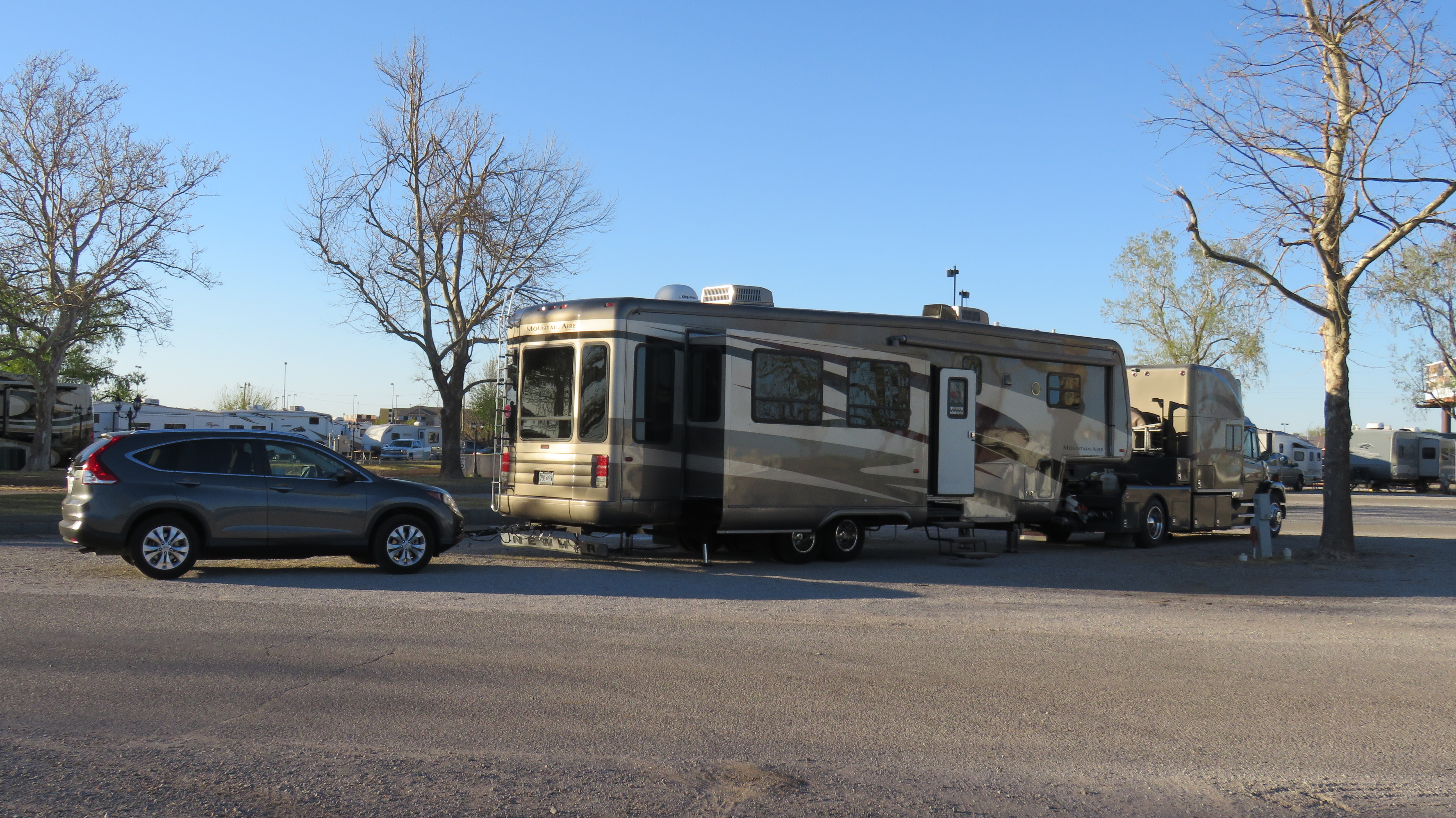 Total length of this rig, including truck, trailer and towed vehicle -- 80 feet!