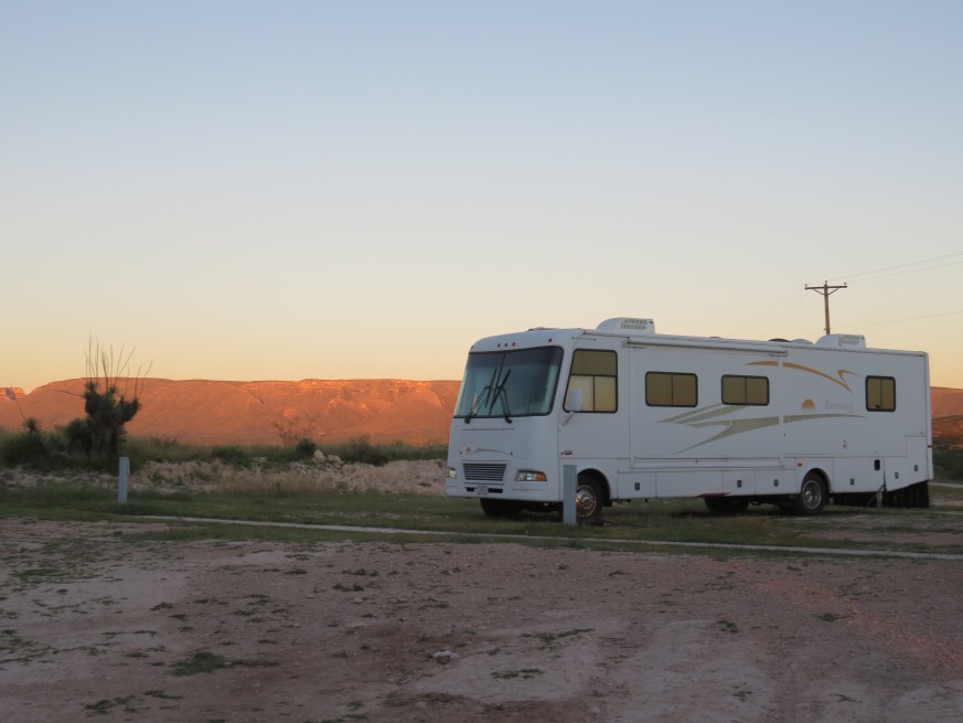 motor home in New Mexico sunrise